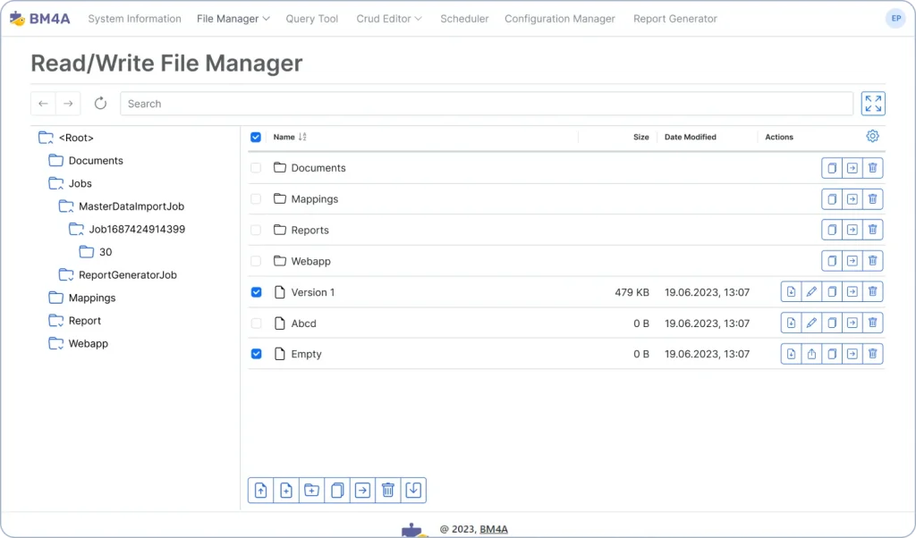 Custom Web Application Development with BM4A Ready-made Modules. File Manager.