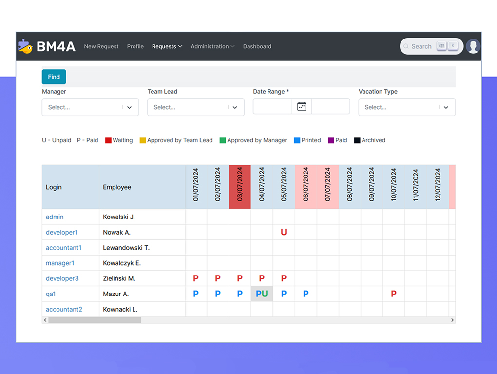 Leave Management Software - BM4A VRM