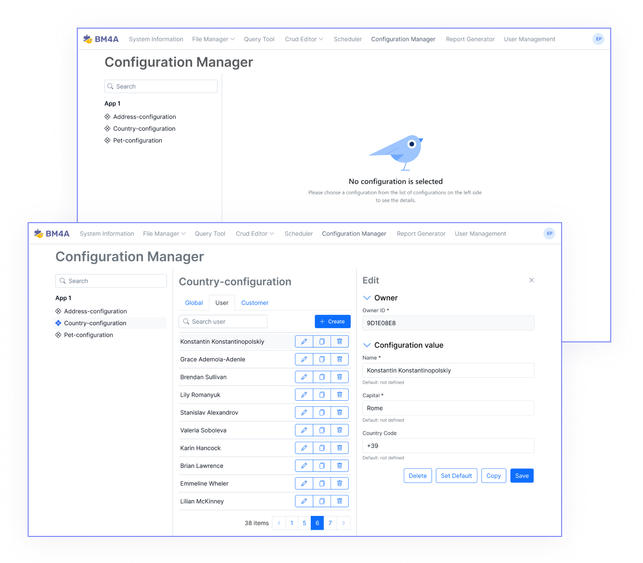 Custom Web Application Development with BM4A Ready-made Modules. Configuration Manager.