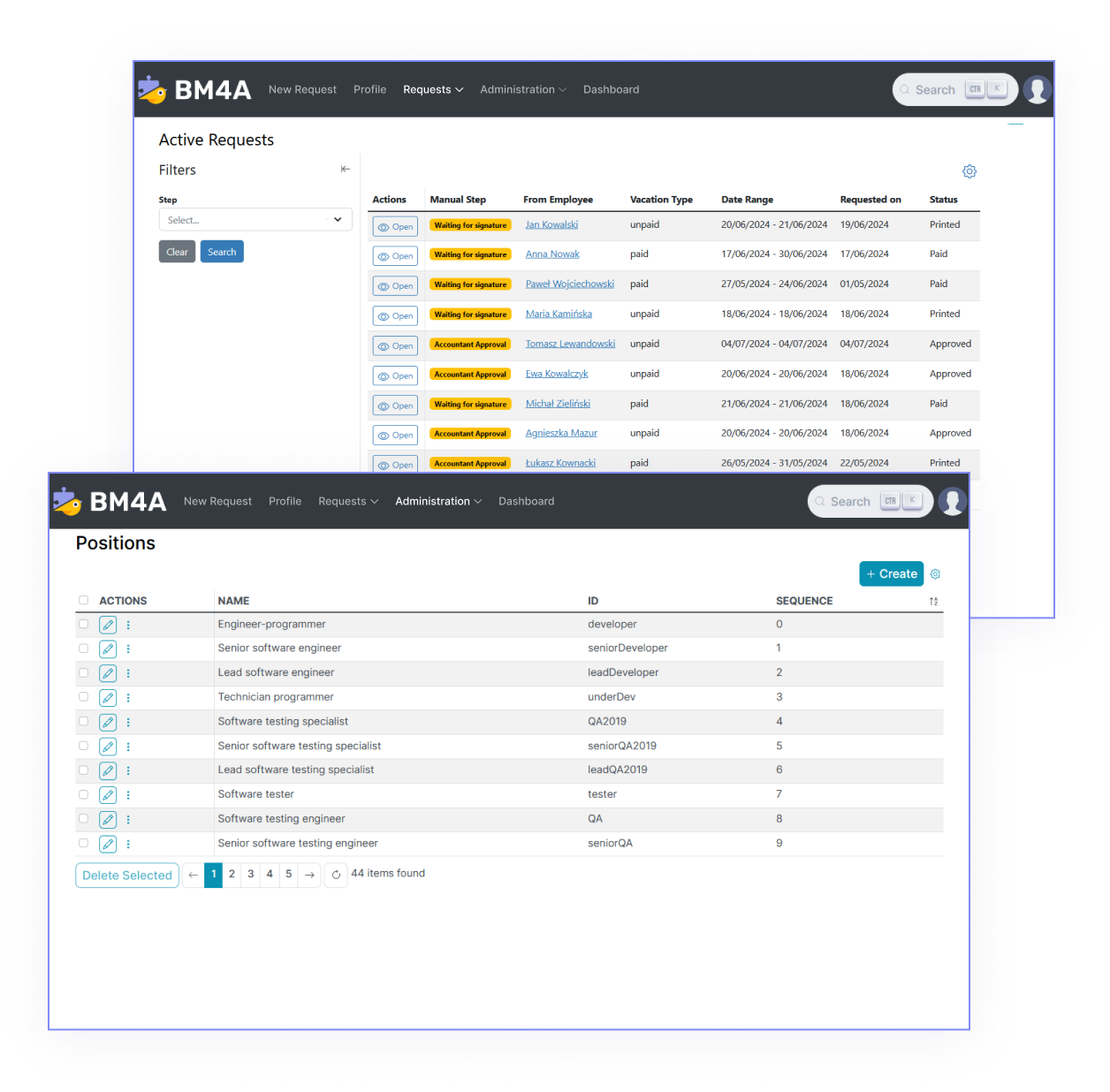 Absence management system - BM4A VRM